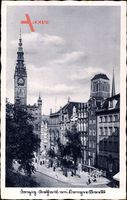 Gdańsk Danzig, Blick auf das Rathaus, Markt, St. Marienkirche