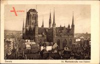 Gdańsk Danzig, Blick auf die St. Marienkirche von Südost, Dächer