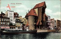Gdańsk Danzig, Blick auf das Krantor, Max Philipsohn, Dampfschiff