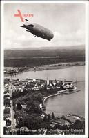 Friedrichshafen Bodensee, Graf Zeppelin über der Stadt, LZ 127