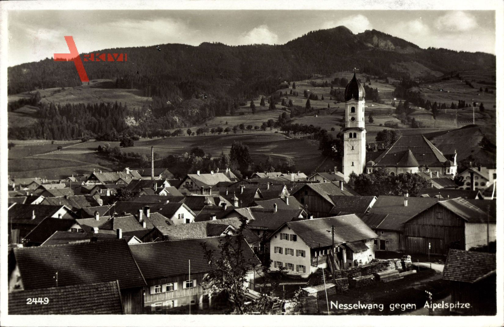 Nesselwang im schwäbischen Kreis Ostallgäu, Blick auf den Ort, Aipelspitze