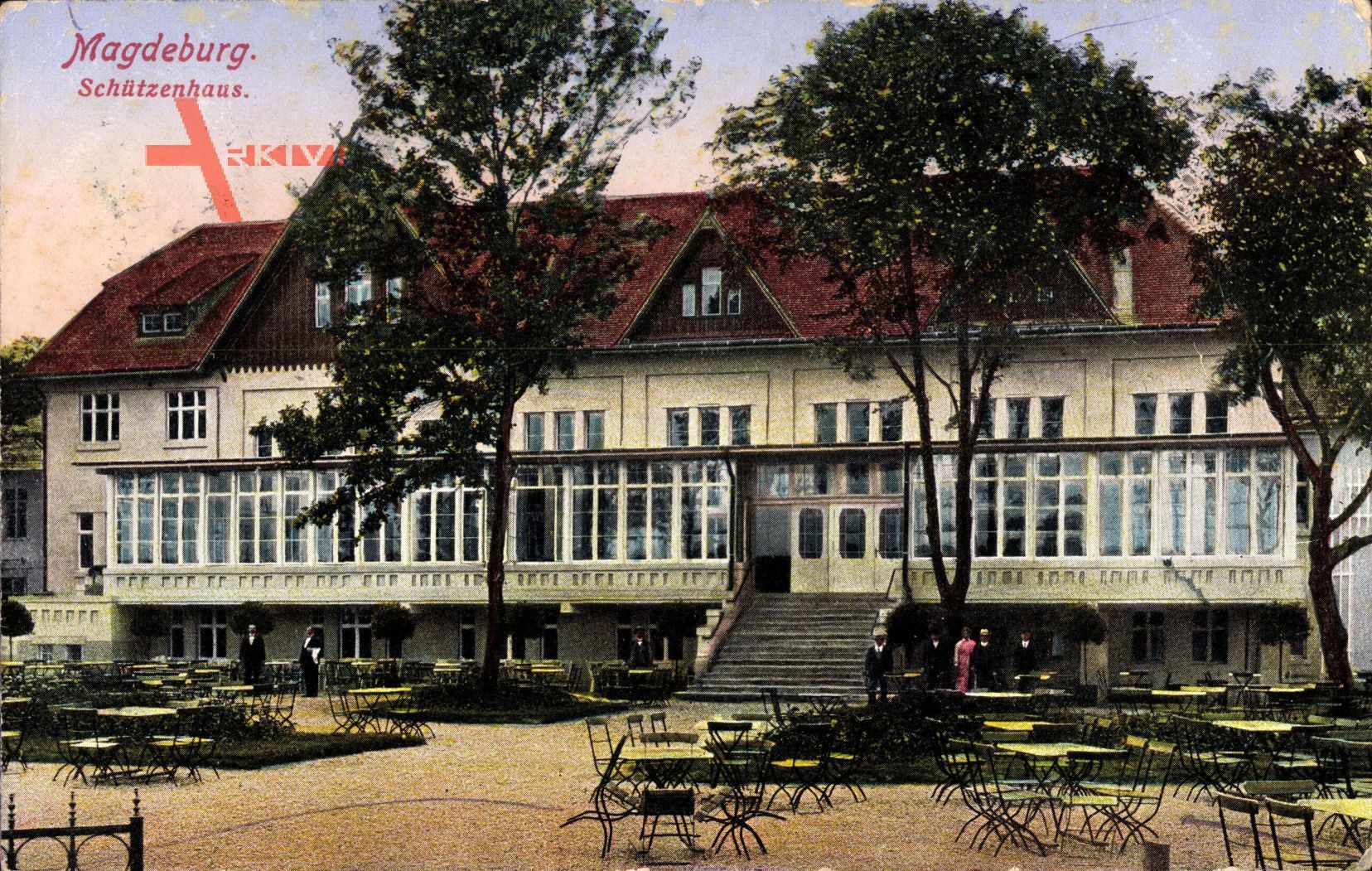 Magdeburg in Sachsen Anhalt, Das Schützenhaus mit Garten