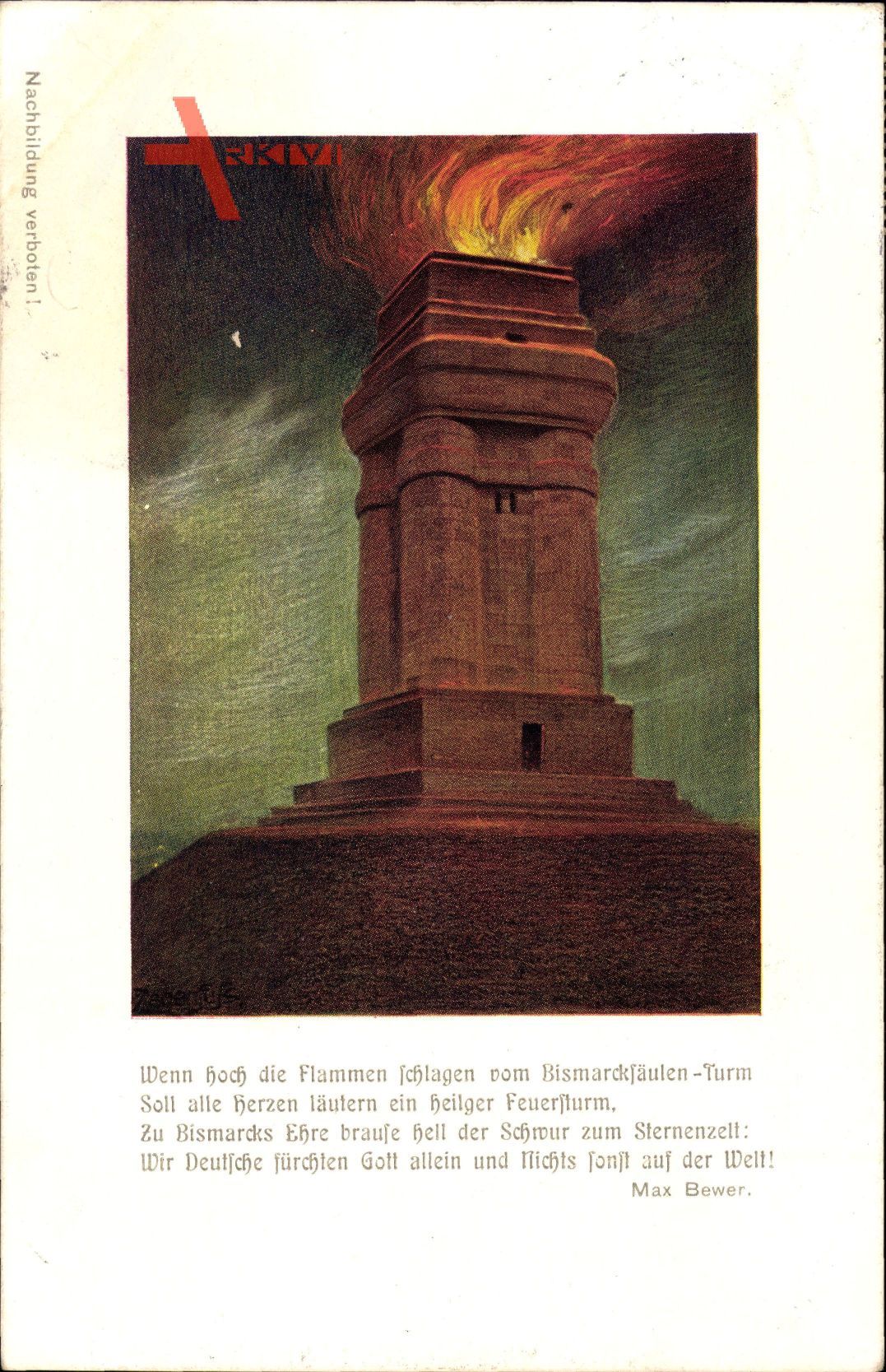Dresden Süd Plauen Räcknitz, Gedicht von Max Bewer, Bismarckturm