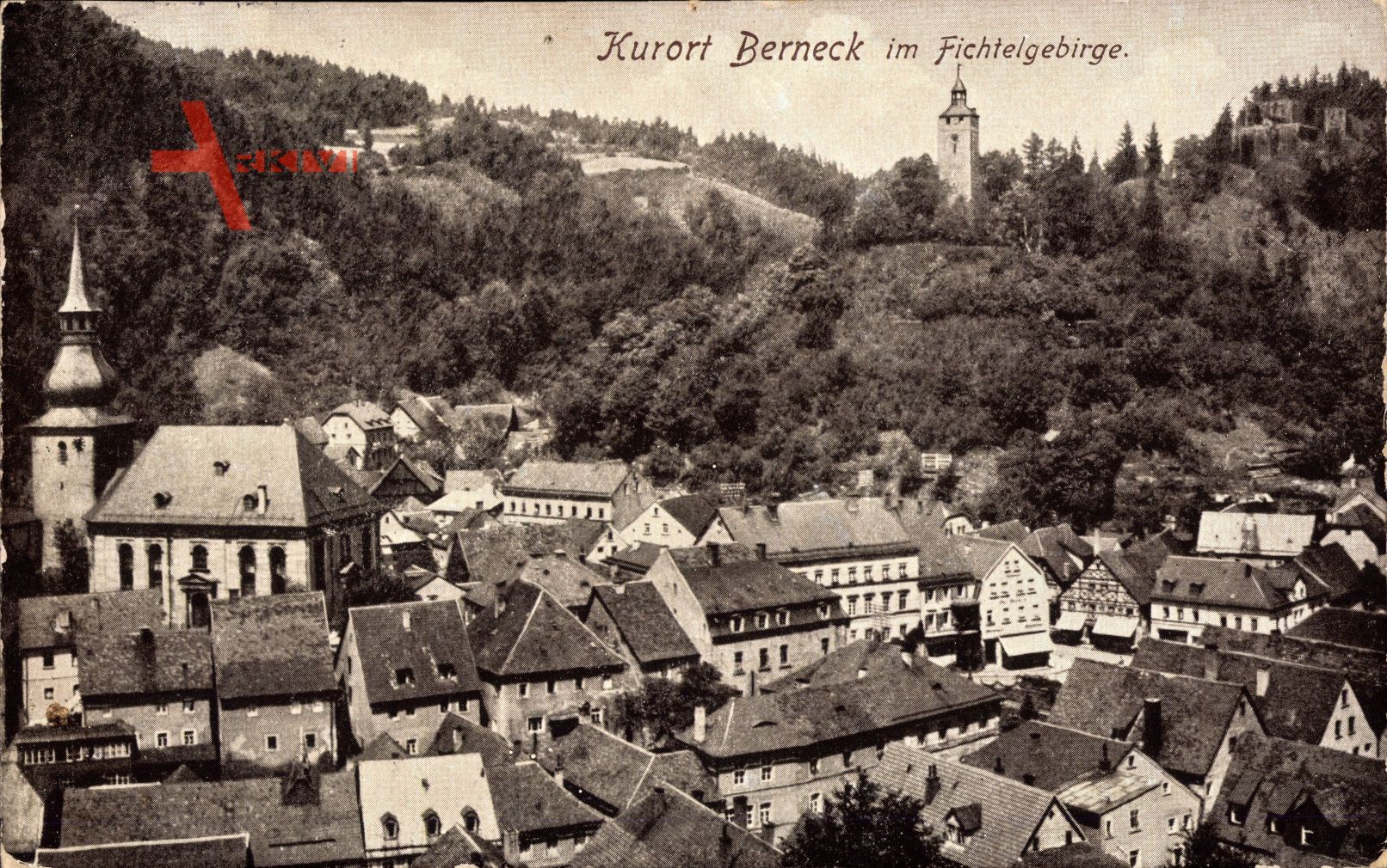 Bad Berneck Fichtelgebirge, Teilansicht mit Dreifaltigkeitskirche,Schlossturm