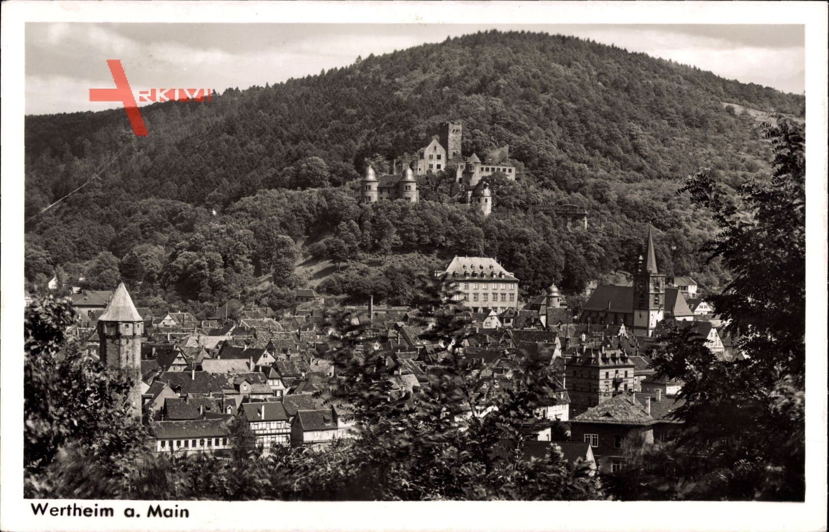 Wertheim Main, Blick über Altstadt mit Burg und Stiftskirche