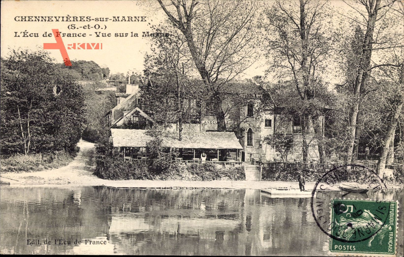 Chennevieres sur Marne Val de Marne, L'Ecu de France, vue sur la Marne