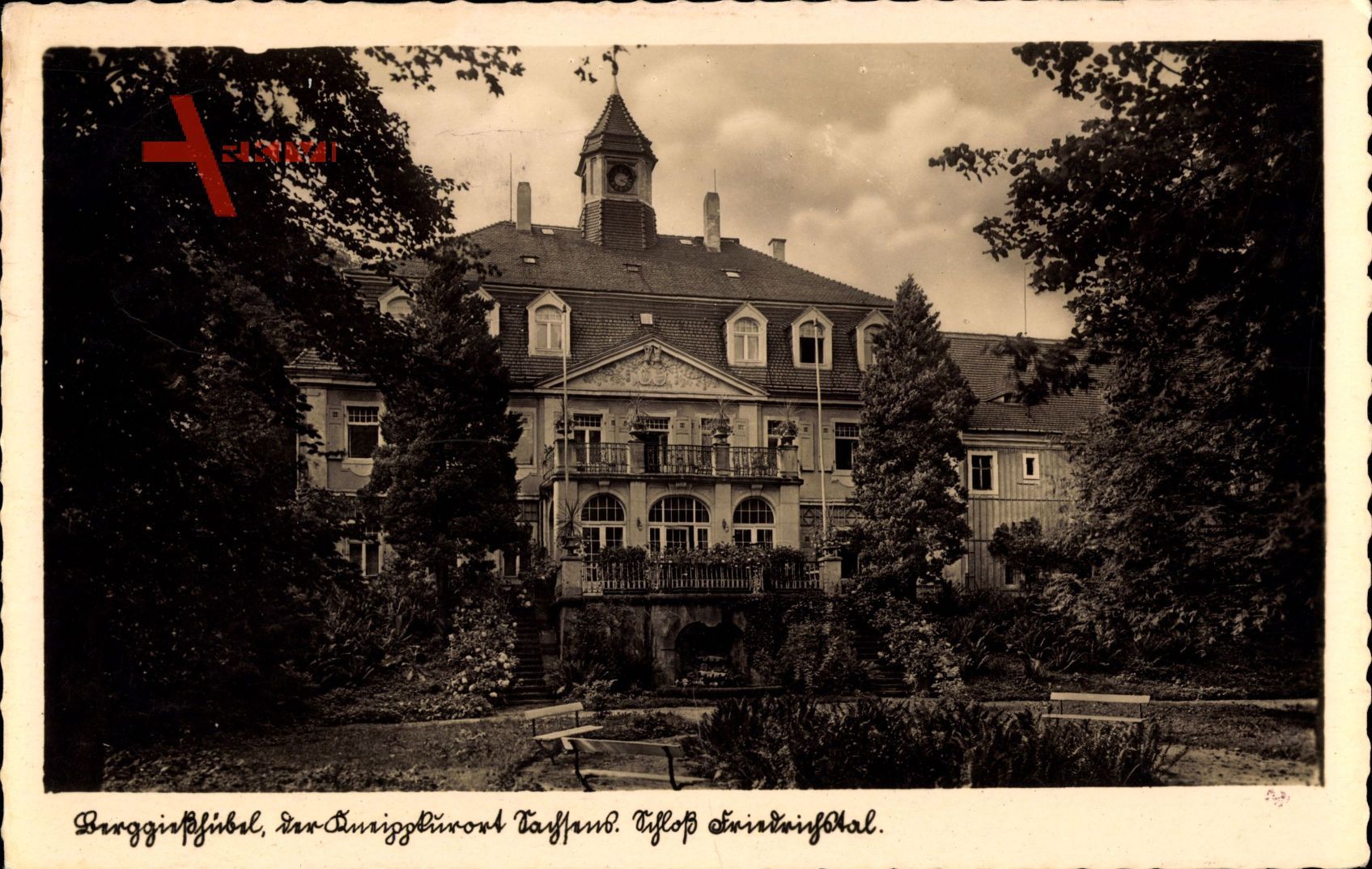 Berggießhübel in Sachsen, Blicka uf das Schloss Friedrichsthal, Park