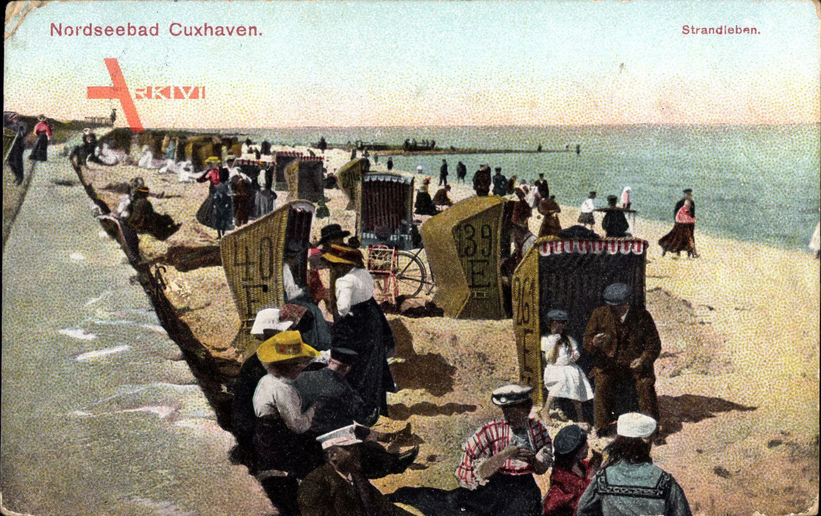 Cuxhaven, Partie an der Nordsee, Strandleben, Strandkörbe