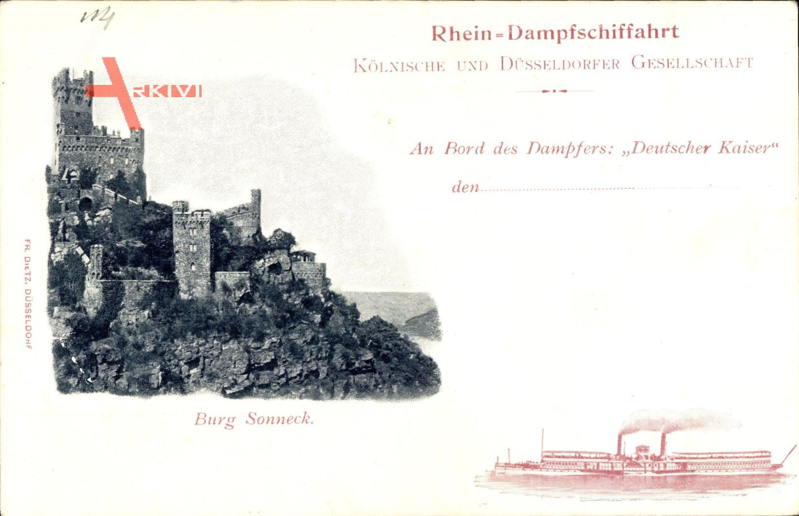 Niederheimbach, Burg Sooneck, Rheindampfschiff Deutscher Kaiser