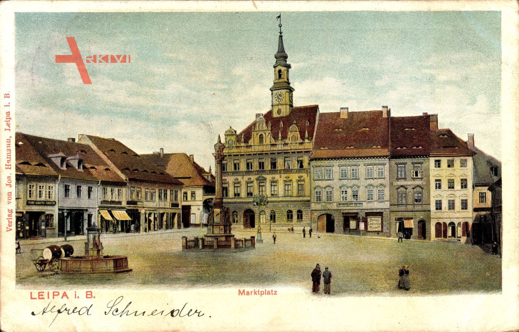 Česká Lípa Böhmisch Leipa Reg. Reichenberg, Marktplatz, Rathaus