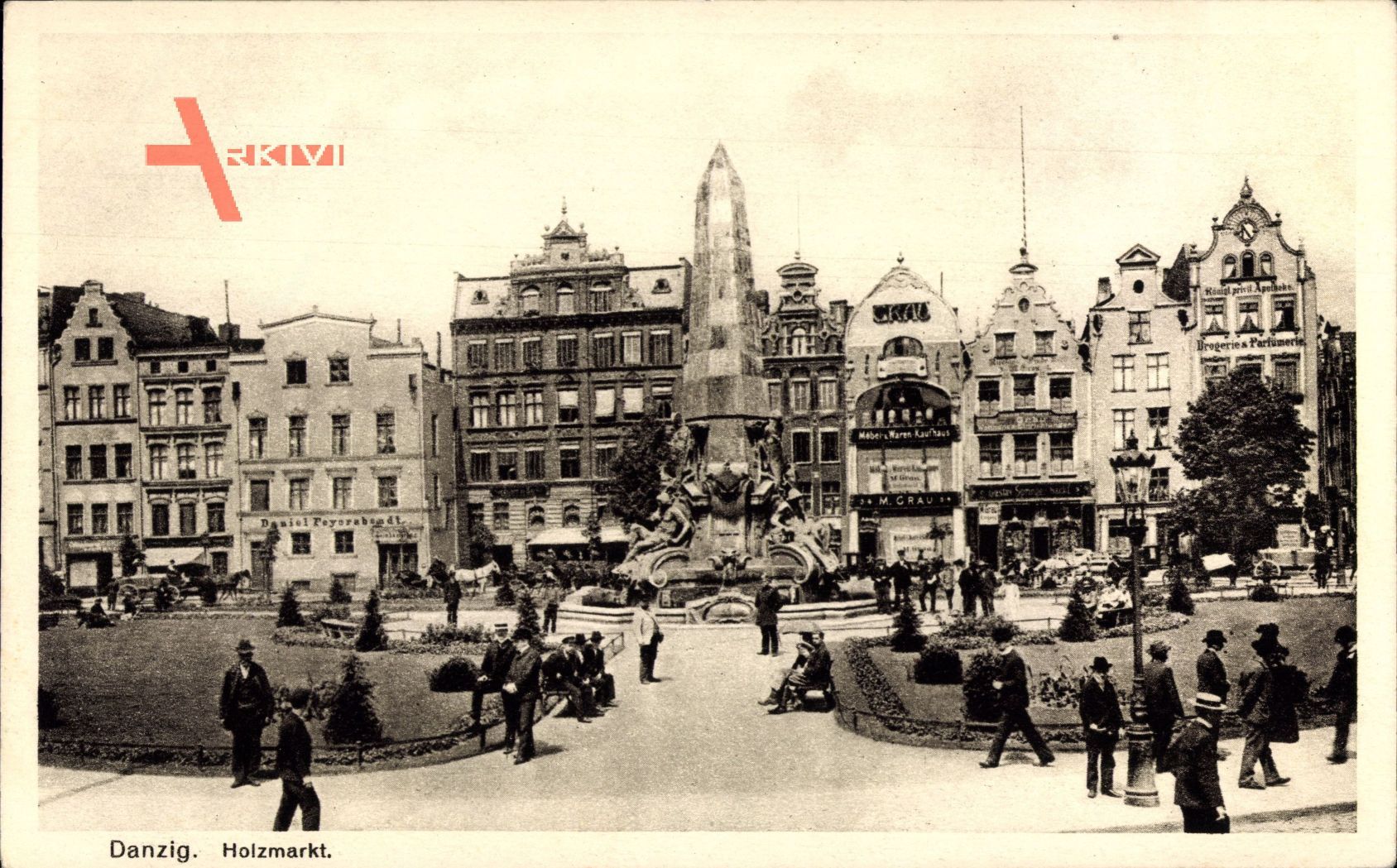 Gdańsk Danzig, Holzmarkt, Passanten, Denkmal, Geschäfte