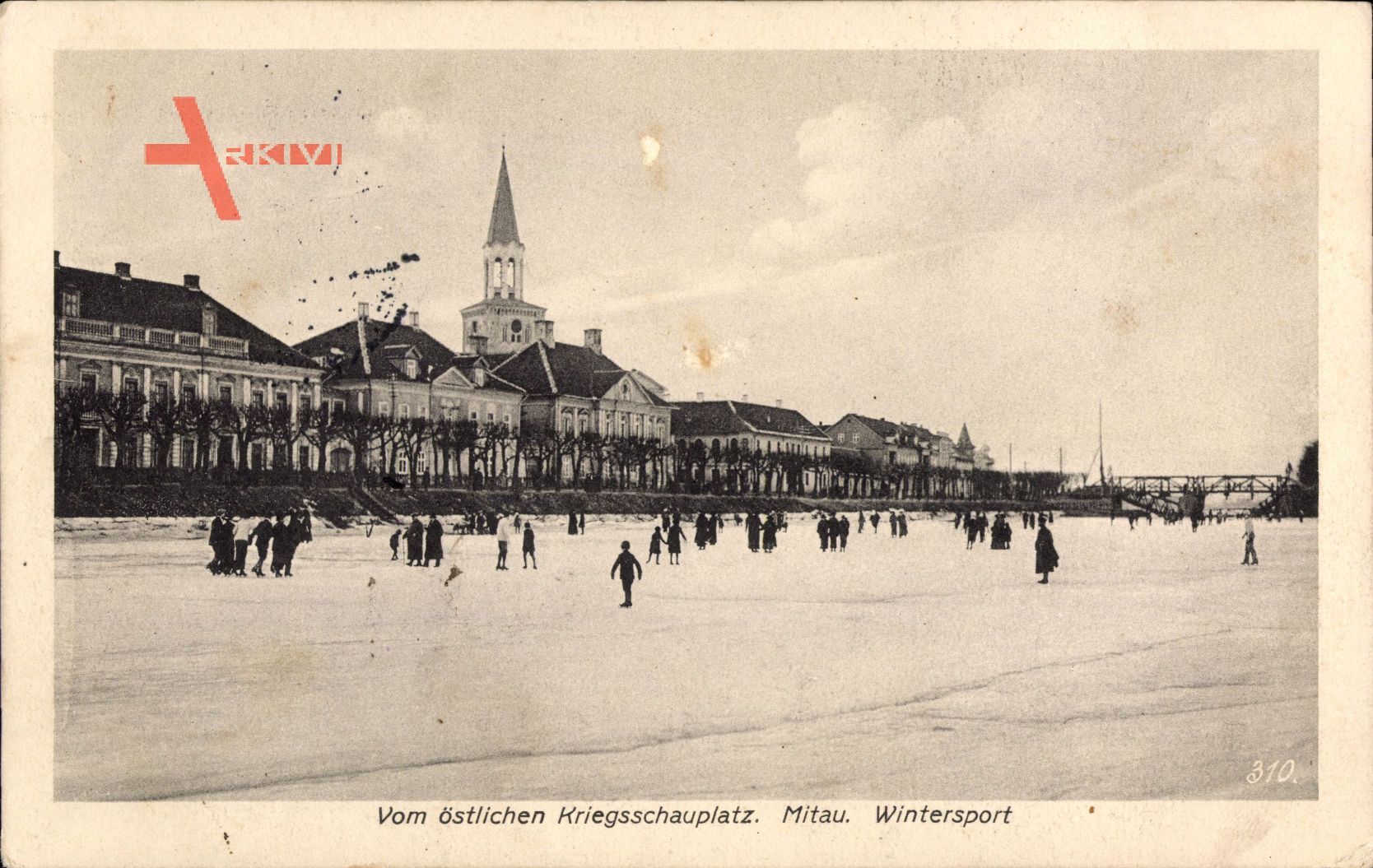 Jelgava Mitau Lettland, Vom östlichen Kriegsschauplatz, Wintersport,Eislaufen
