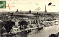 Paris, Panorama vers la nouvelle Gare d'Orleans, Flugzeug, Bahnhof