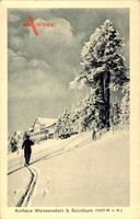 Solothurn Schweiz, Blick auf das Kurhaus Weissenstein, Schnee, Skifahrer