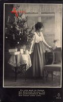 Frohe Weihnachten, Tannenbaum, Geschenke, Junge Frau