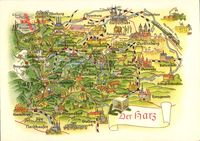 Landkarten Quedlinburg im Harz, Halberstadt, Nordhausen, Braunlage, Ilsenburg