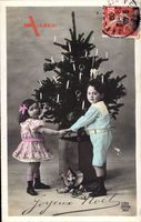 Frohe Weihnachten, Kinder am Tannenbaum, Joyeux Noel