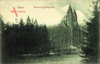Speyer, Partie am Domgarten mit Dom im Herbst