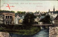 Guben in der Niederlausitz, Neisse Partie, Blick zum Bismarckturm, Brücke