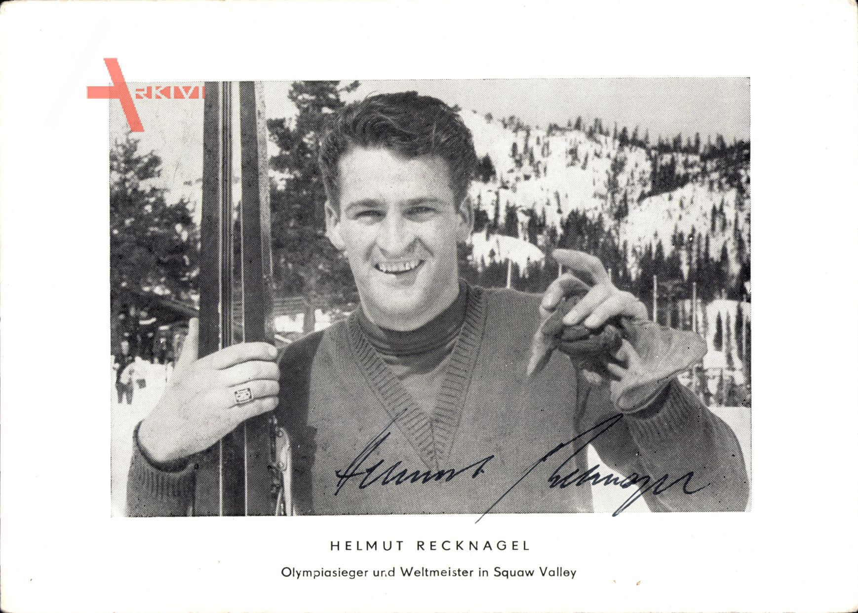 Helmut Recknagel, Olympiasieger, Skispringer, Autogramm