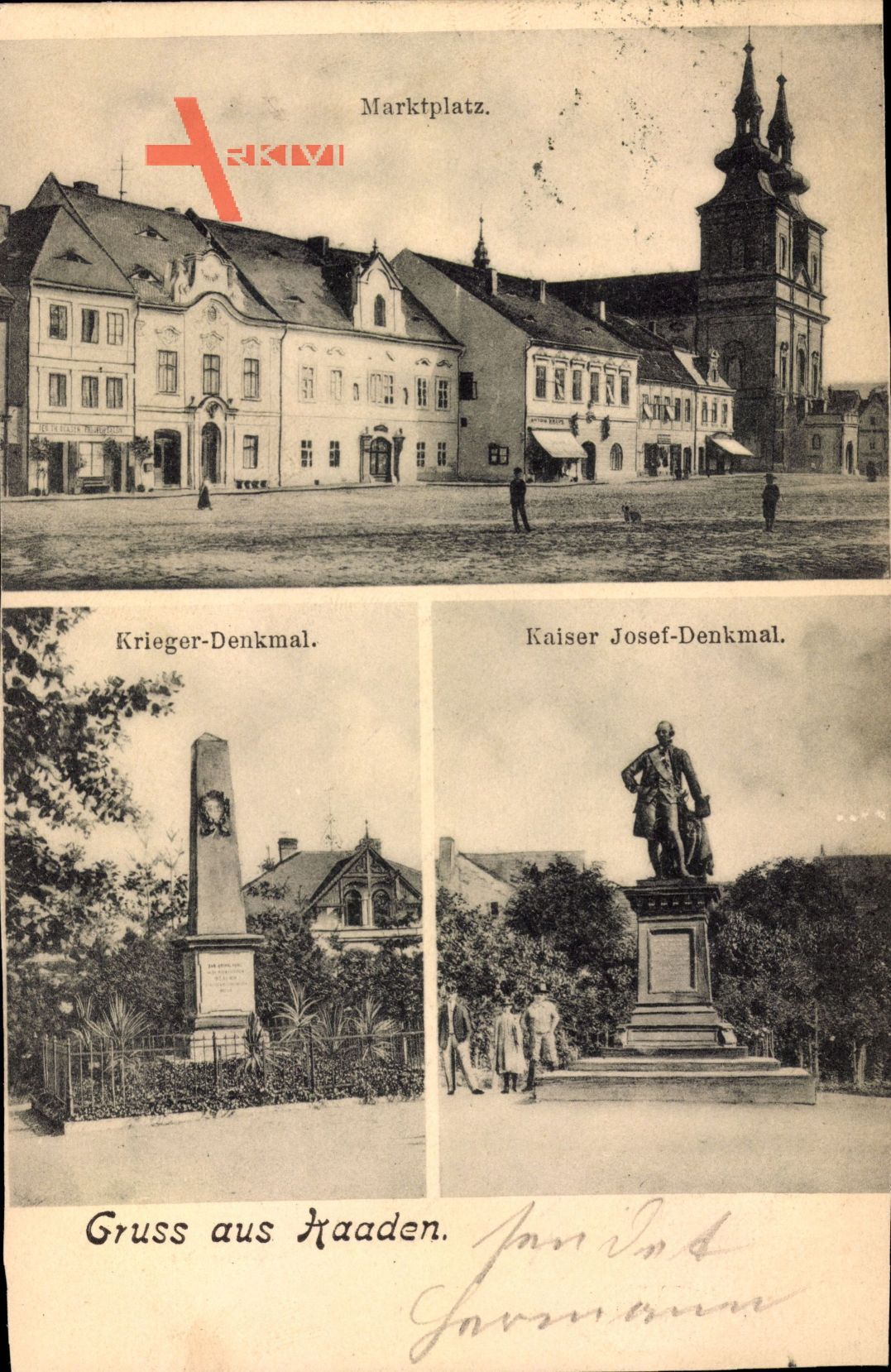 Kadaň Kaaden an der Eger Reg. Aussig, Marktplatz, Kriegerdenkmal, Denkmal