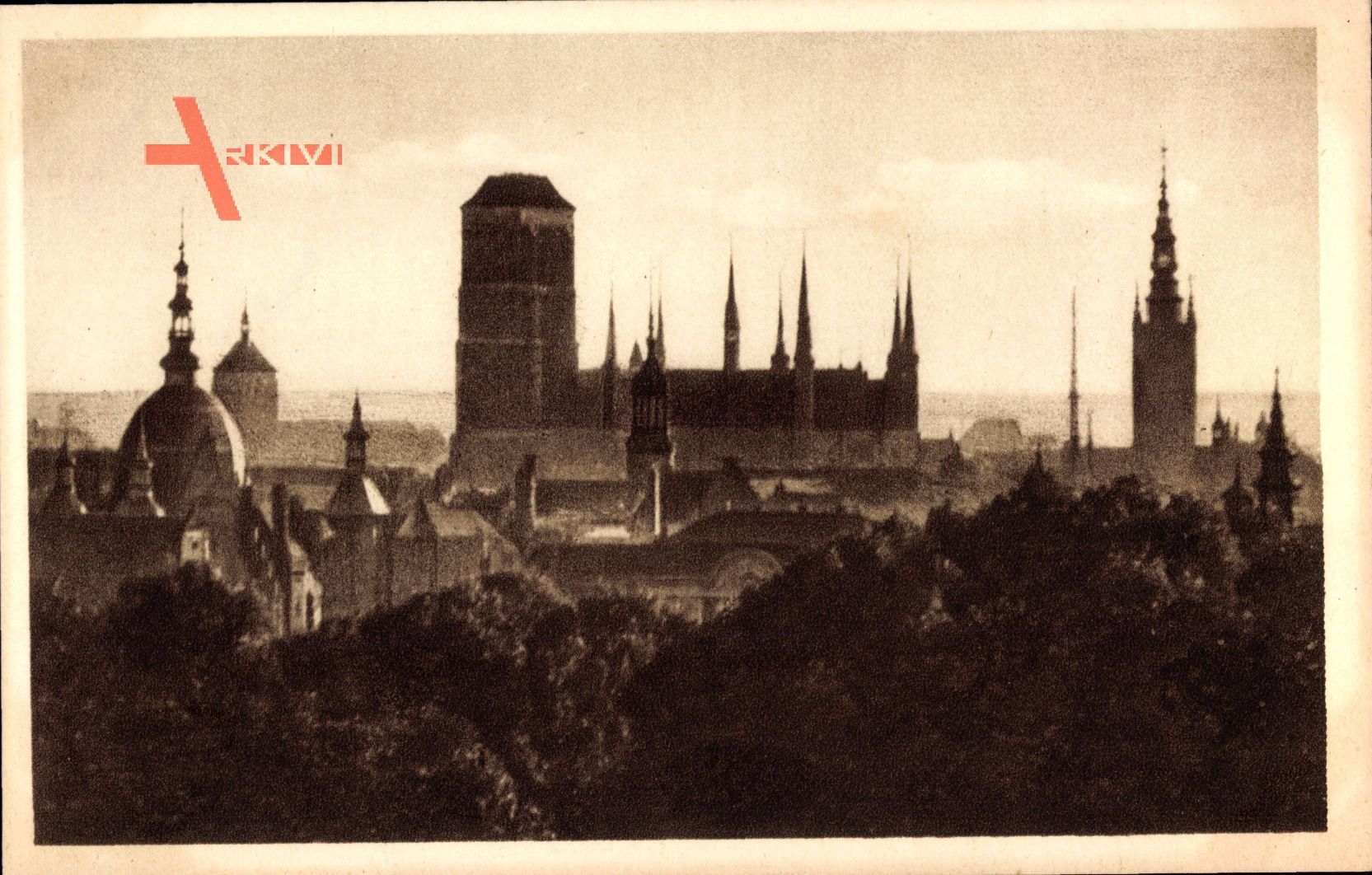 Gdańsk Danzig, St. Marien Kirche, Widok z gory Biskupiej
