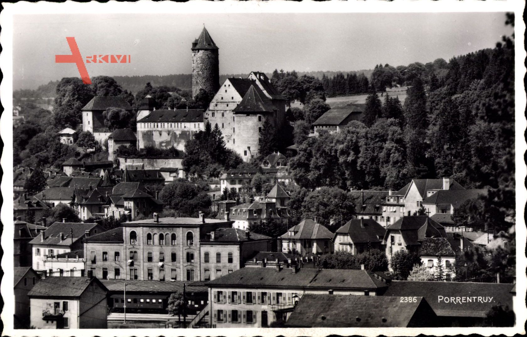 Porrentruy Pruntrut Kt. Jura Schweiz, Blick auf den Ort, Schloss, Turm