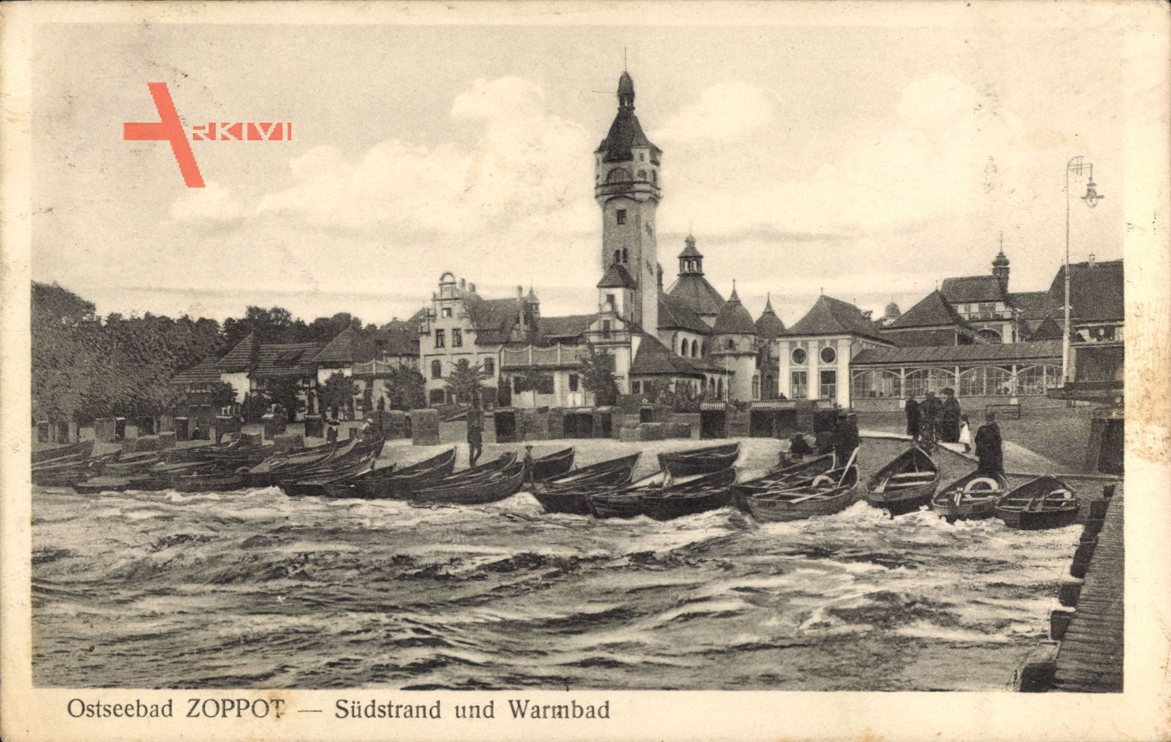 Sopot Gdańsk Zoppot Danzig, Südstrand und Warmbad, Turm