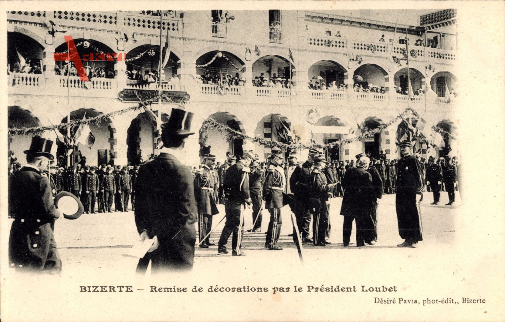 Bizerte Tunesien, Remise de décorations par le Président Loubet