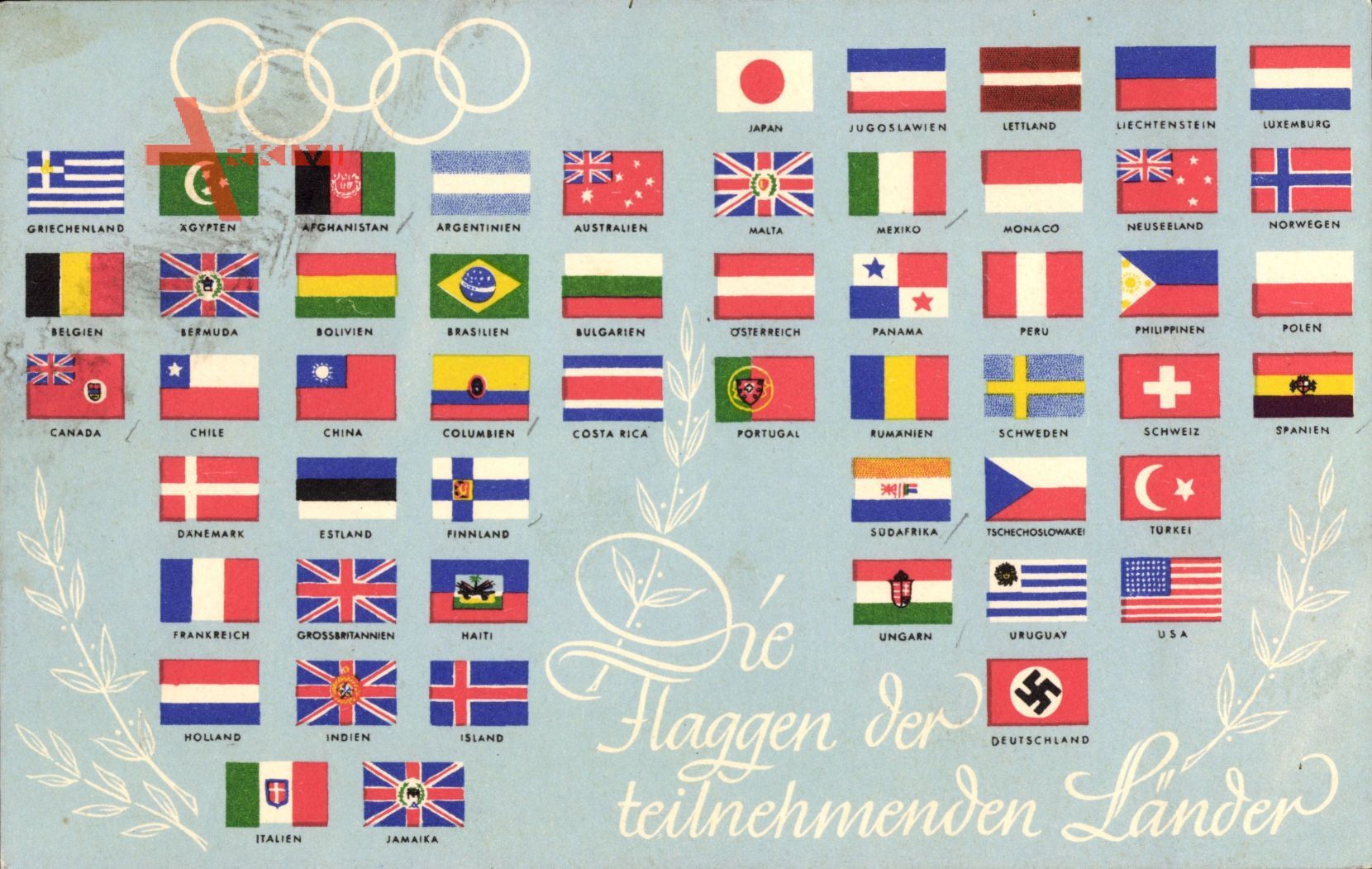 Berlin, Olympische Spiele 1936, Flaggen der teilnehmenden Länder