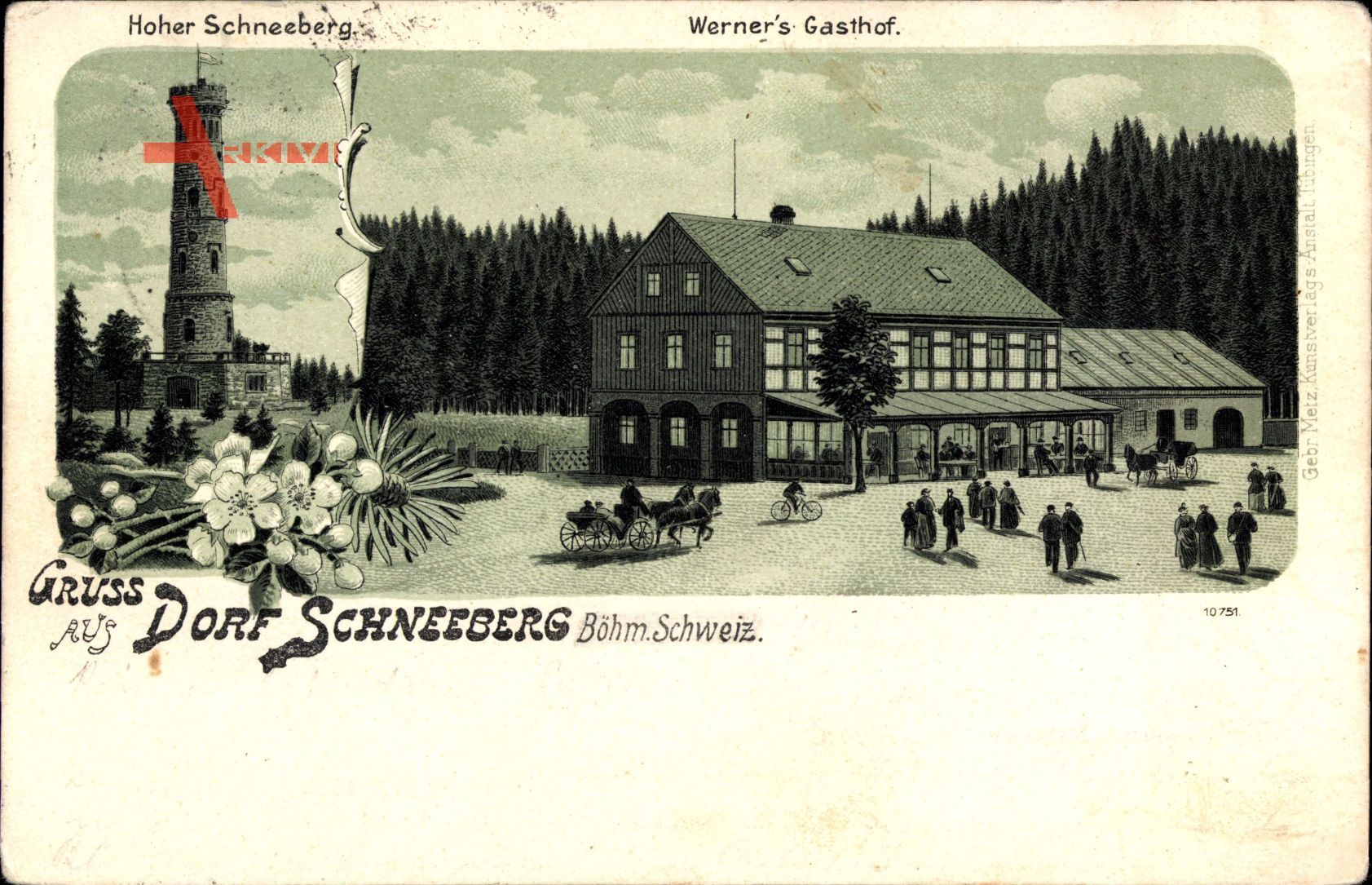 Sněžník Dorf Schneeberg Region Aussig, Werner's Gasthof, Hoher Schneeberg