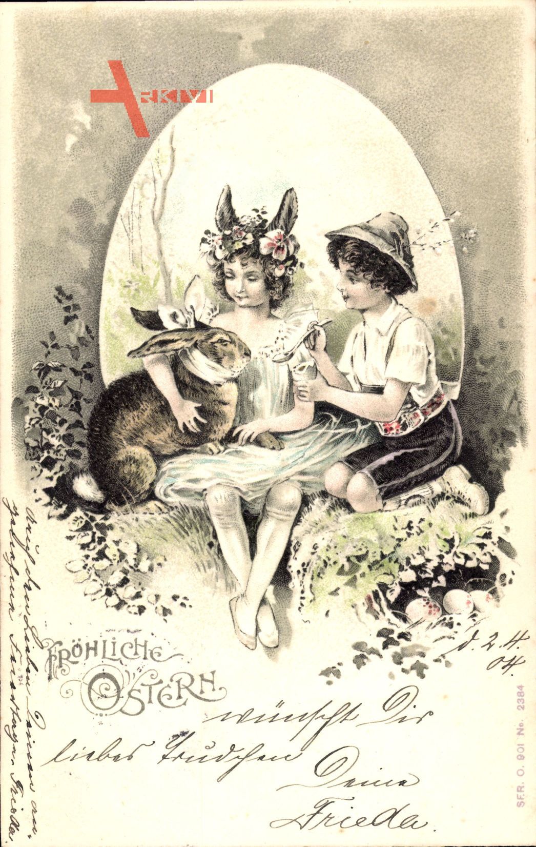 Glückwunsch Ostern, Osterhase, Mädchen mit Hasenohren, Kinder