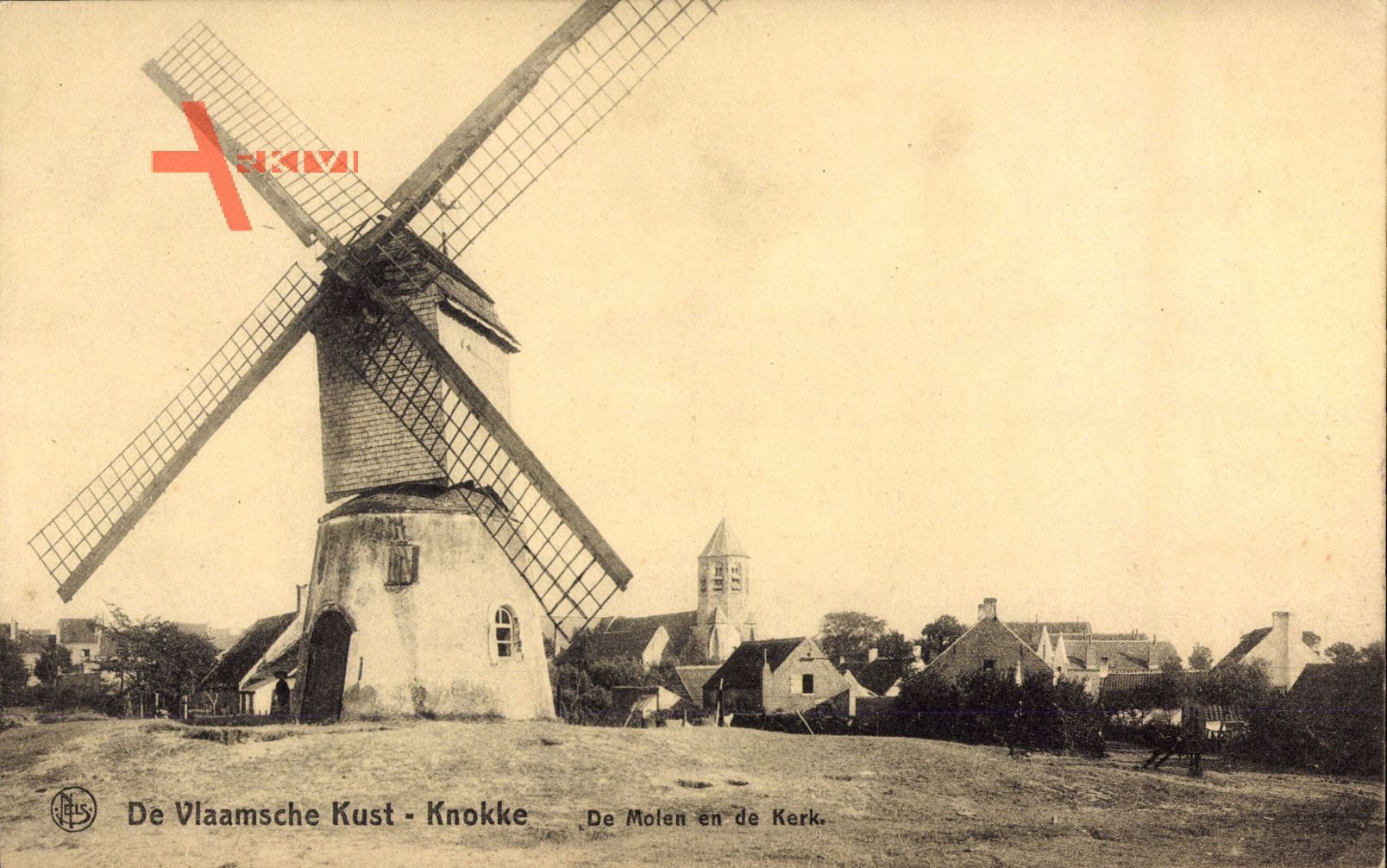 Knokke Heist Westflandern, De Vlaamsche Kust, Molen en de Kerk, Windmühle