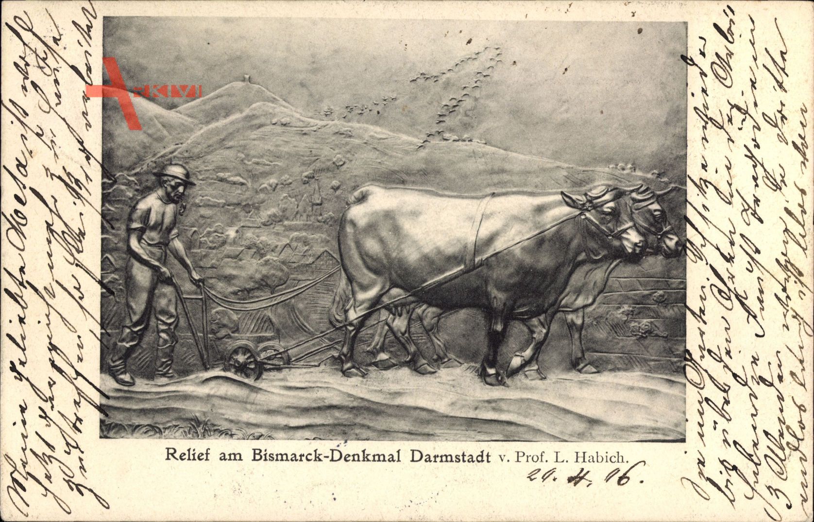 Darmstadt in Hessen, Relief am Bismarck Denkmal, Prov. L. Habich