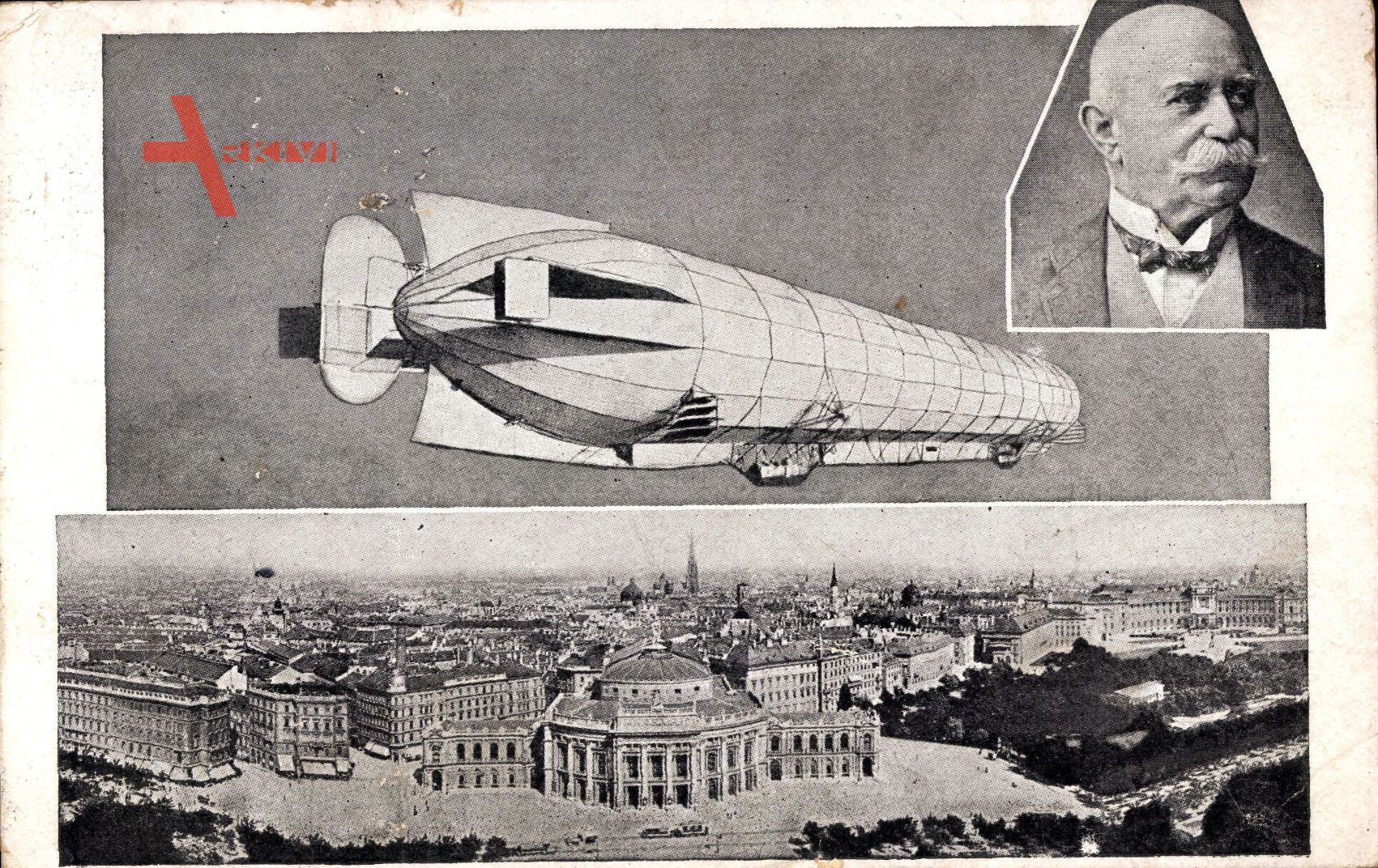 Wien Österreich, Graf Zeppelin mit seinem lenkbaren Luftschiff