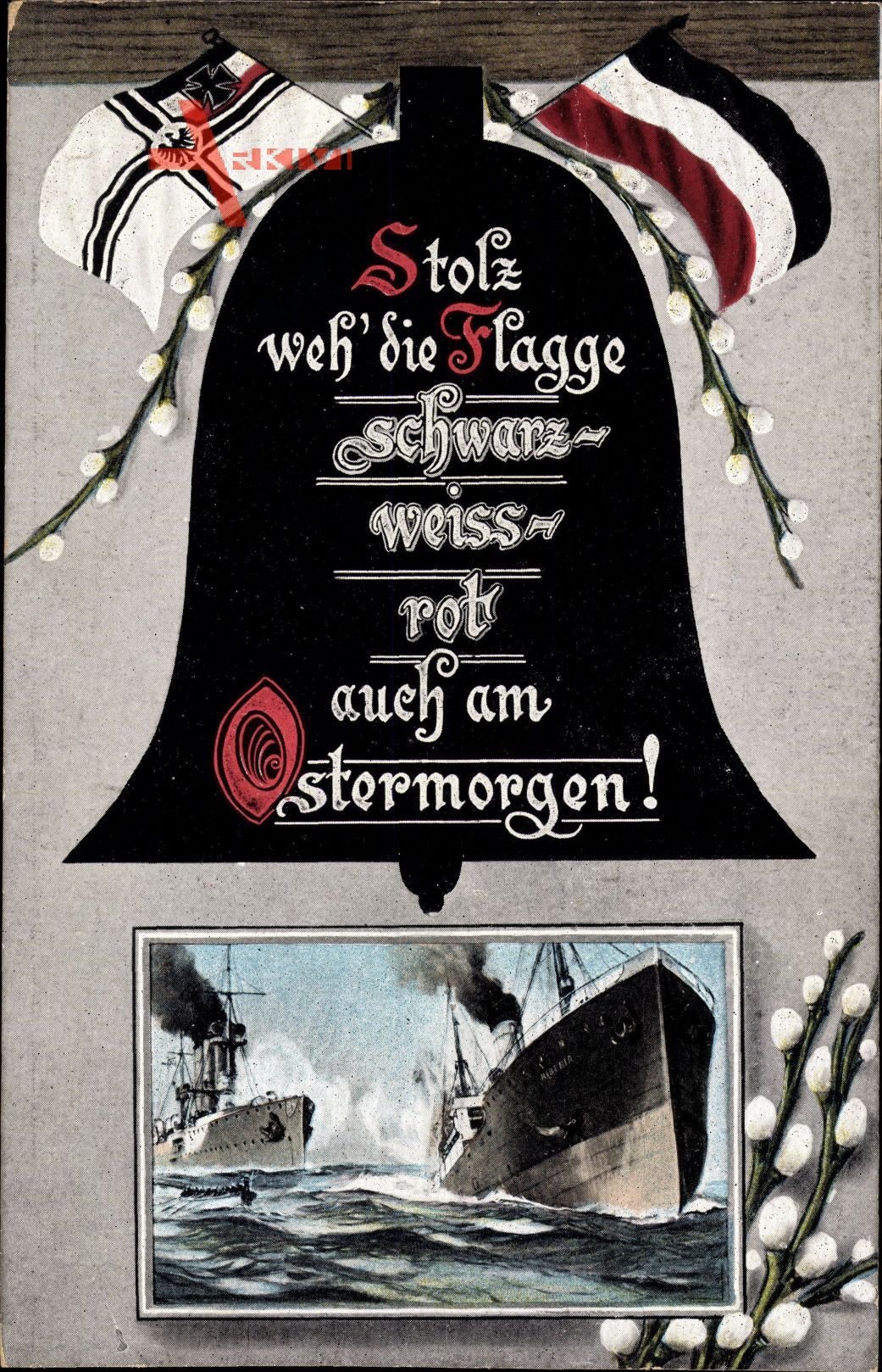 Passepartout Glückwunsch Ostern, Deutsche Kriegsschiffe, Glocke