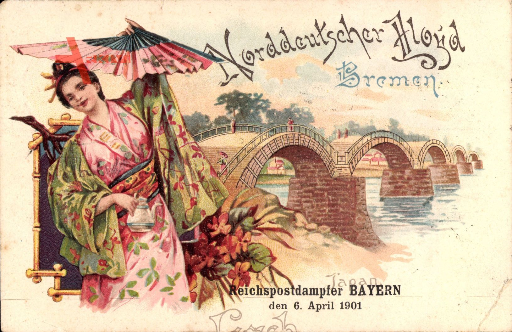 Bremen, Norddeutscher Lloyd Bremen, Reichspostdampfer Bayern, 6 April 1901