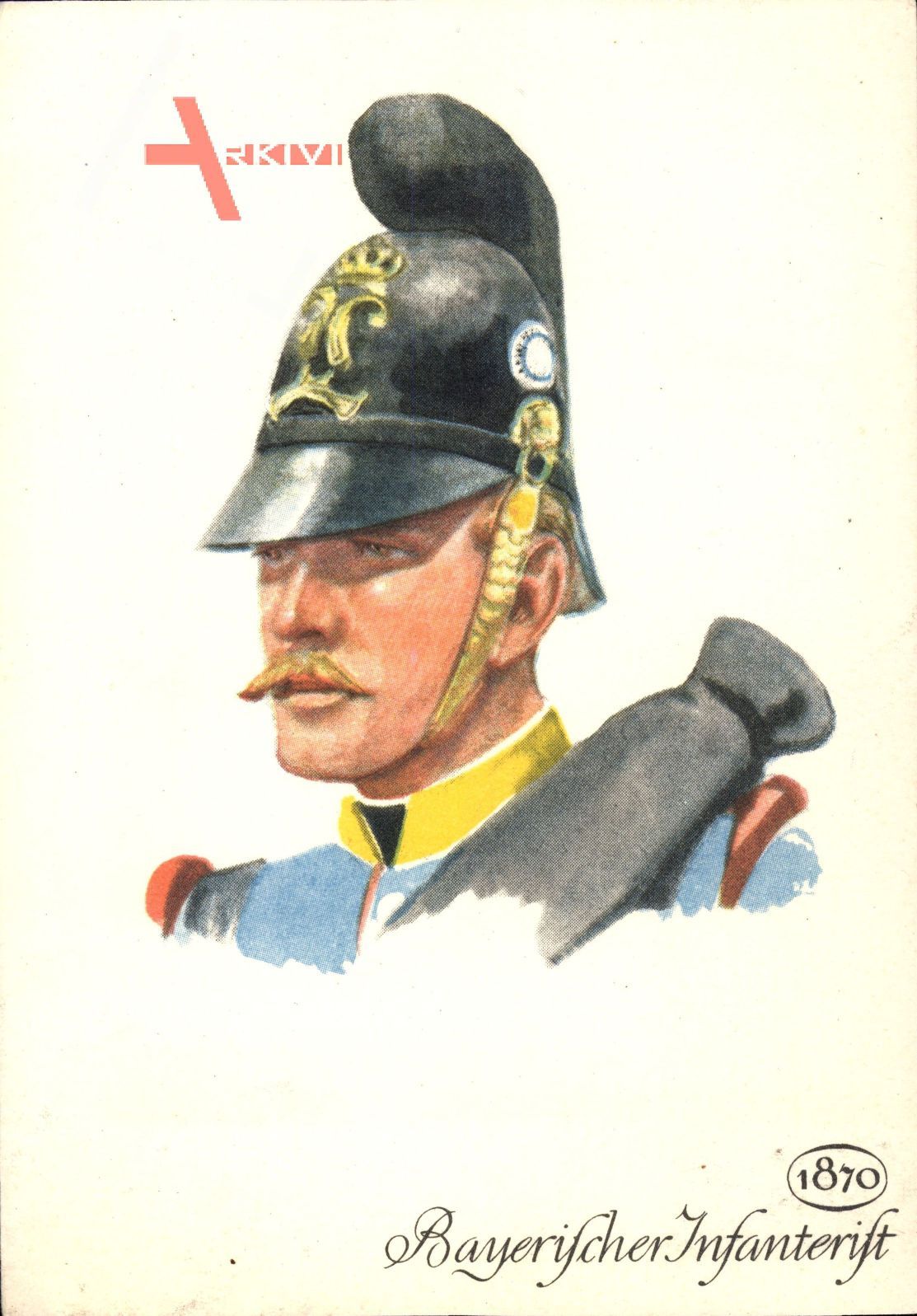 Bayerischer Infanterist, Soldat 1870, Portrait, Helm