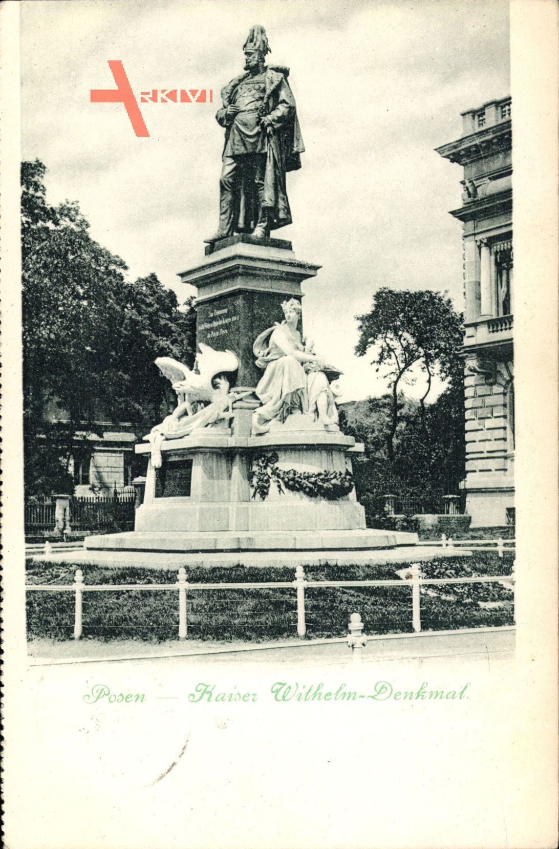 Poznań Posen, Blick auf das Kaiser Wilhelm Denkmal, Standbild