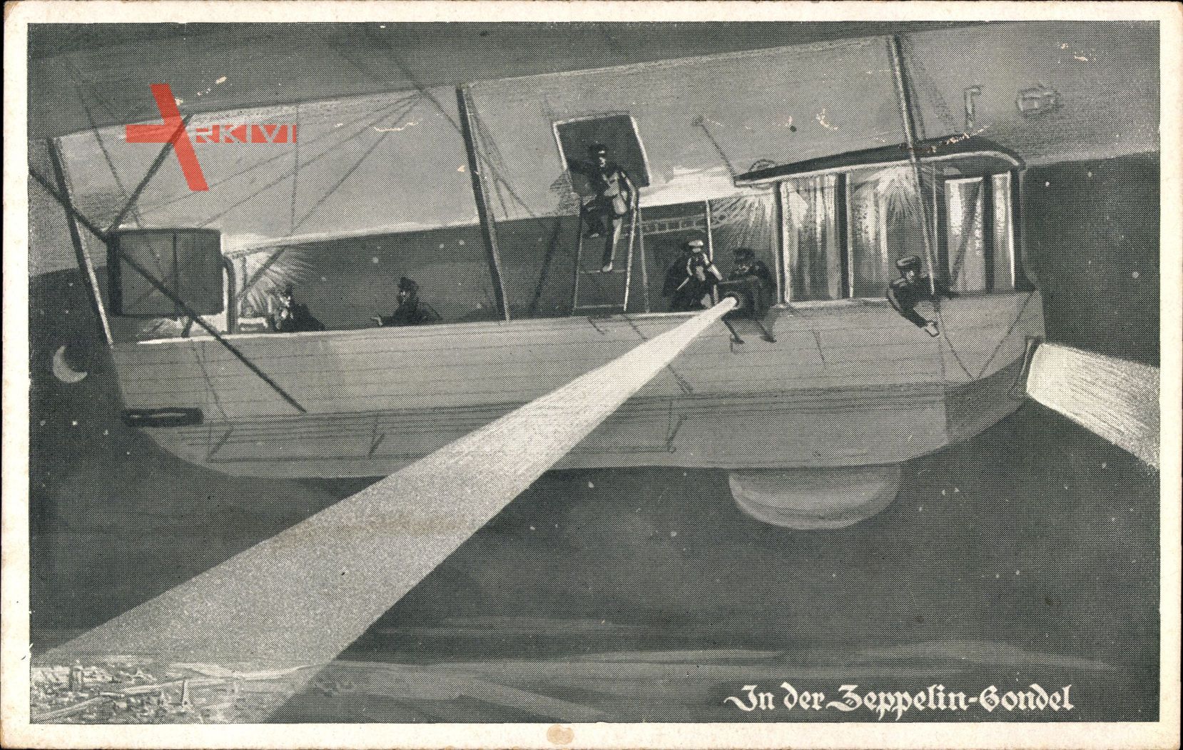In der Zeppelin Gondel, Luftschiff in der Luft, Lichtstrahl