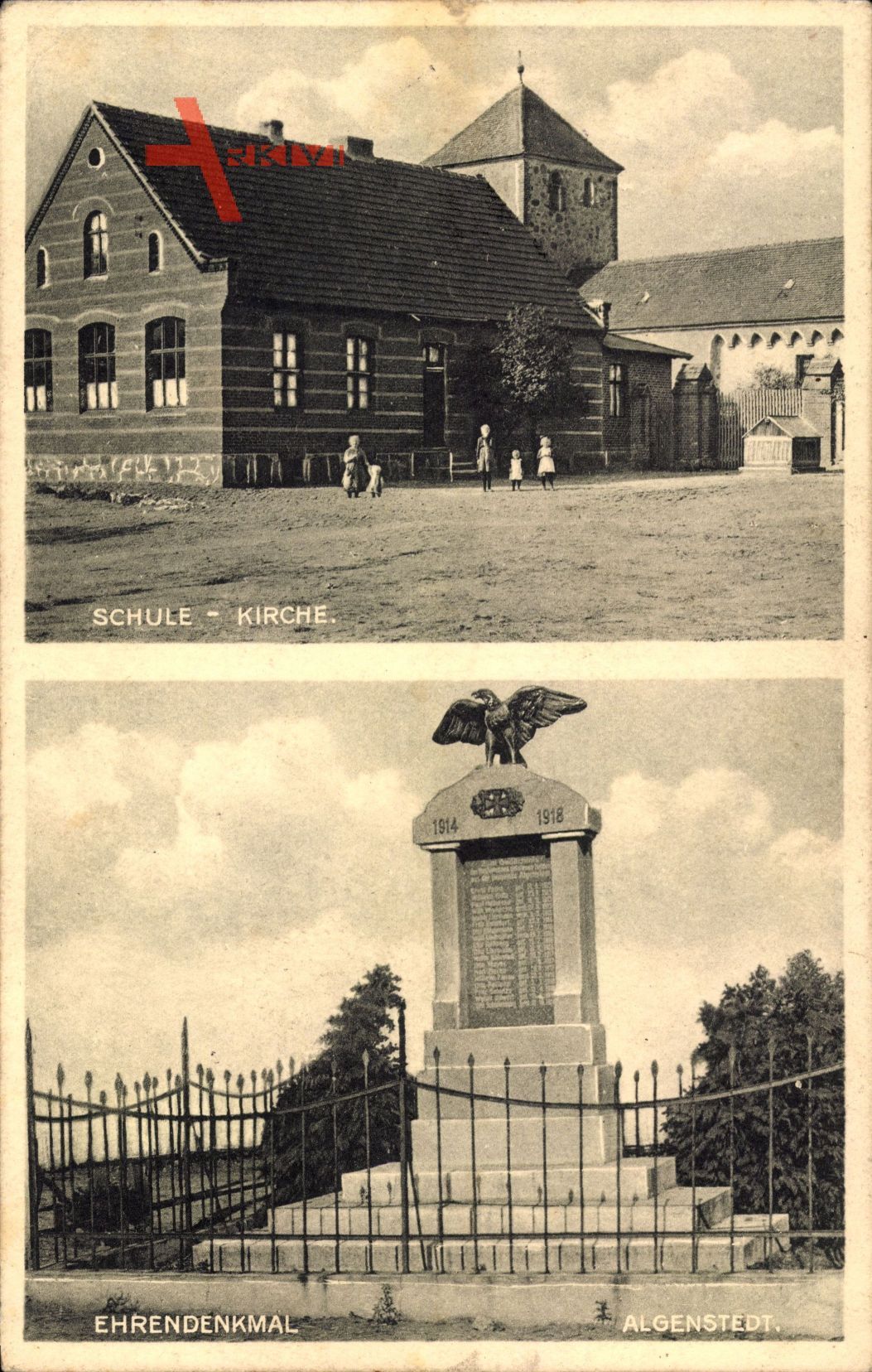 Algenstedt Gardelegen im Altmarkkreis Salzwedel, Schule mit Kriegerdenkmal