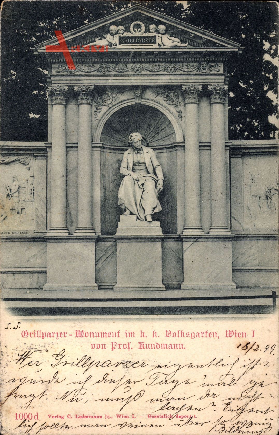 Wien 1. Innere Stadt Österreich, Grillparzer Monument im Volksgarten
