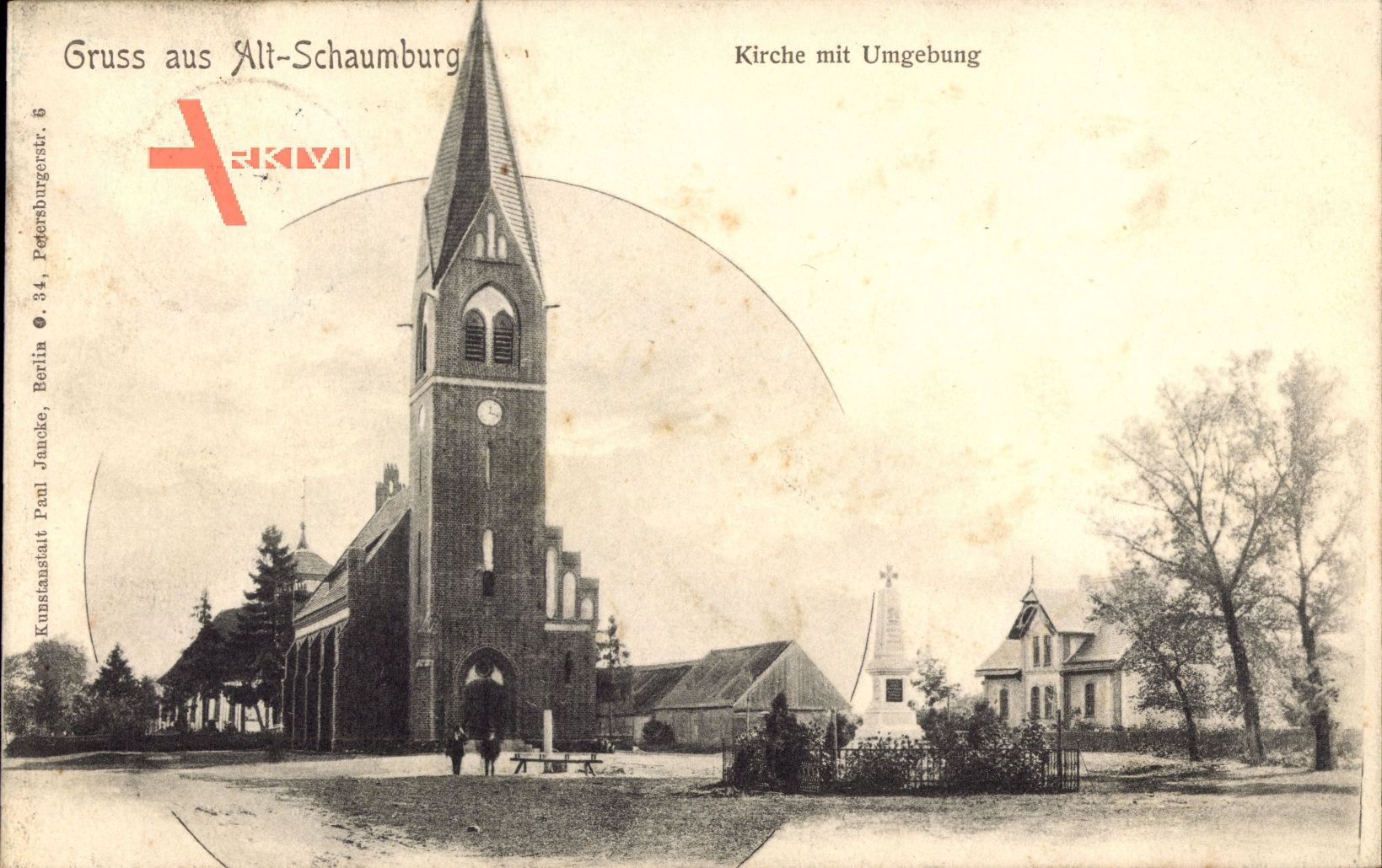 Alt Schaumburg Ostbrandenburg, Straßenpartie mit Blick auf Kirche