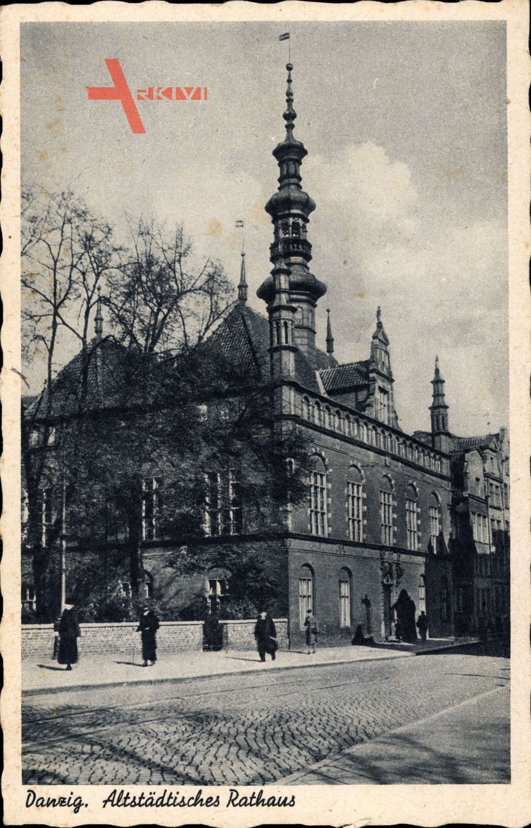 Gdańsk Danzig, Straßenpartie mit Blick auf Altstädtisches Rathaus