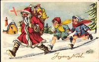 Glitzer Frohe Weihnachten, Weihnachtsmann, Kinder, Joyeux Noel