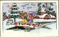 Glitzer Frohe Weihnachten Kinder, Winteridyll, Schnee, Geschenke