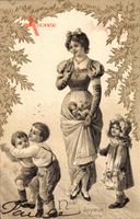 Frohe Weihnachten Mutter mit ihren Kindern, Tanz, Puppen