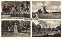 Köhlen Kreis Cuxhaven, Gemischtwaren v.Fr. Cordes, Denkmal, Windmühle