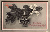 Frohe Weihnachten, Tannenzweig, Eisernes Kreuz, Schleife, Patriotik