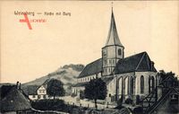 Weinsberg im Kreis Heilbronn, Blick auf die Kirche mit Burg, Denkmal